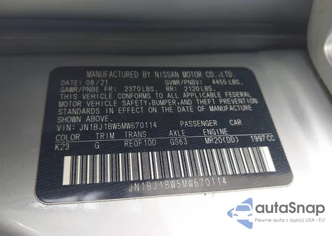 2021 Nissan Rogue Sport Sv Awd Xtronic Cvt z USA, uszkodzony, nr VIN JN1BJ1BW5MW670114